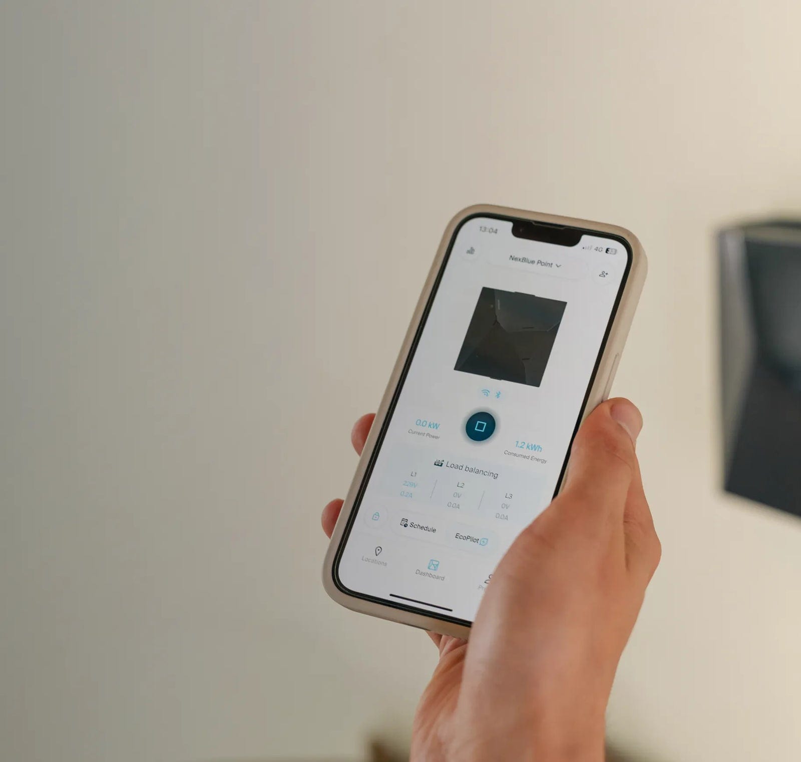 NexBlue app met de laadsessie op een smartphone