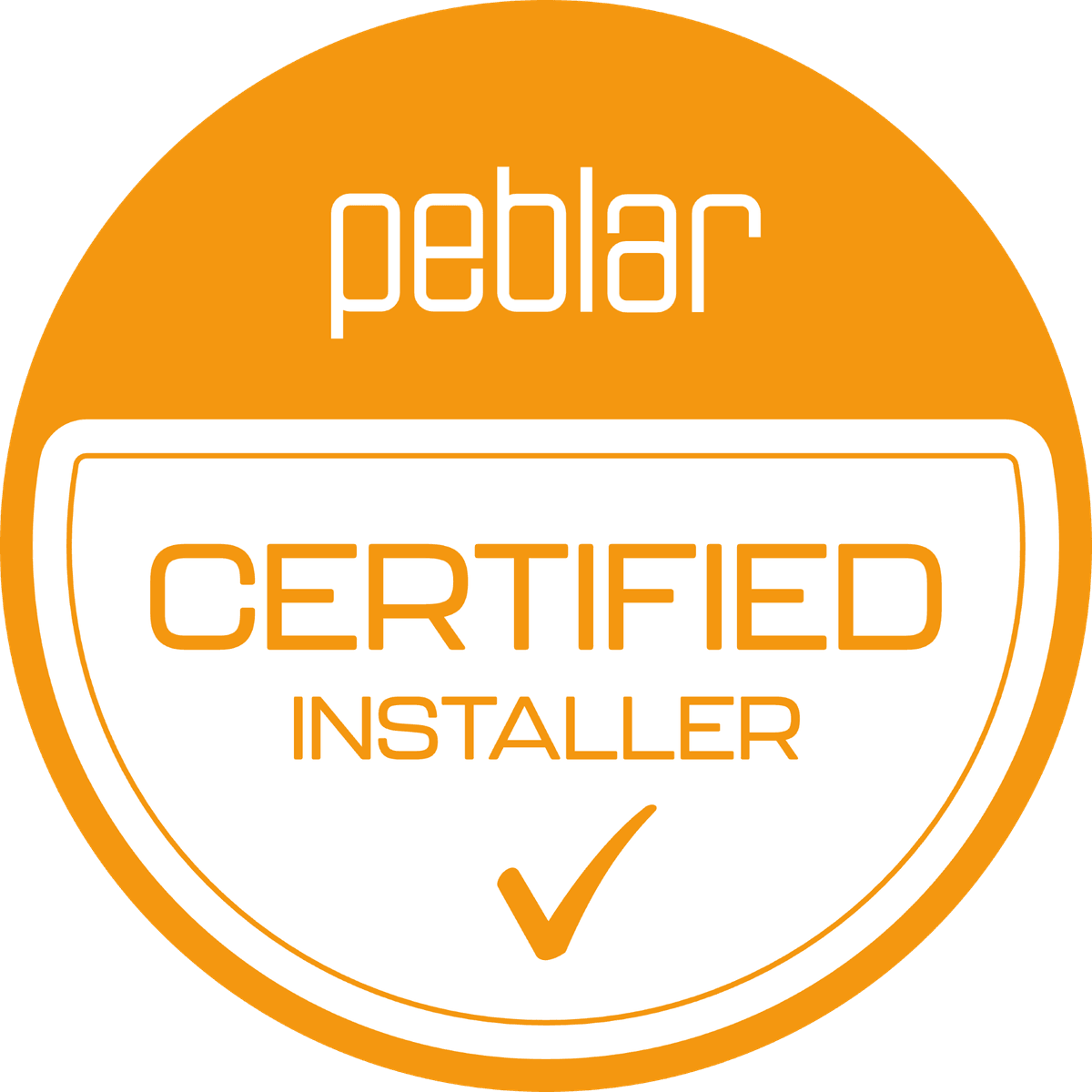 Peblar Certified Installer badge, TJ-Technics is officieel opgeleid door Peblar